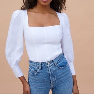 Reformation linen TOP ladybug print pictured